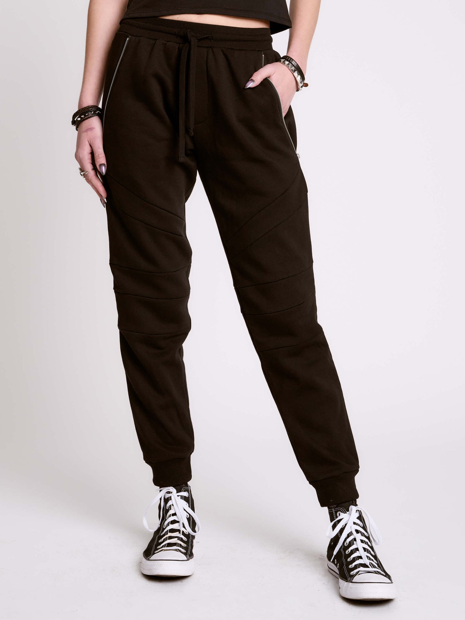 Chic Midnight Front Seam Joggers