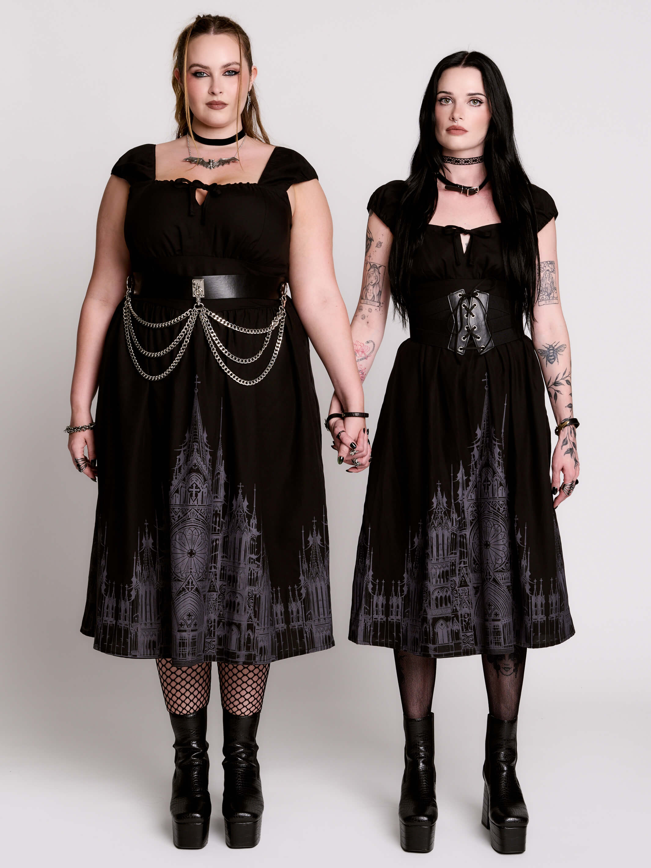 black gothic dresses with cathedral skyline
