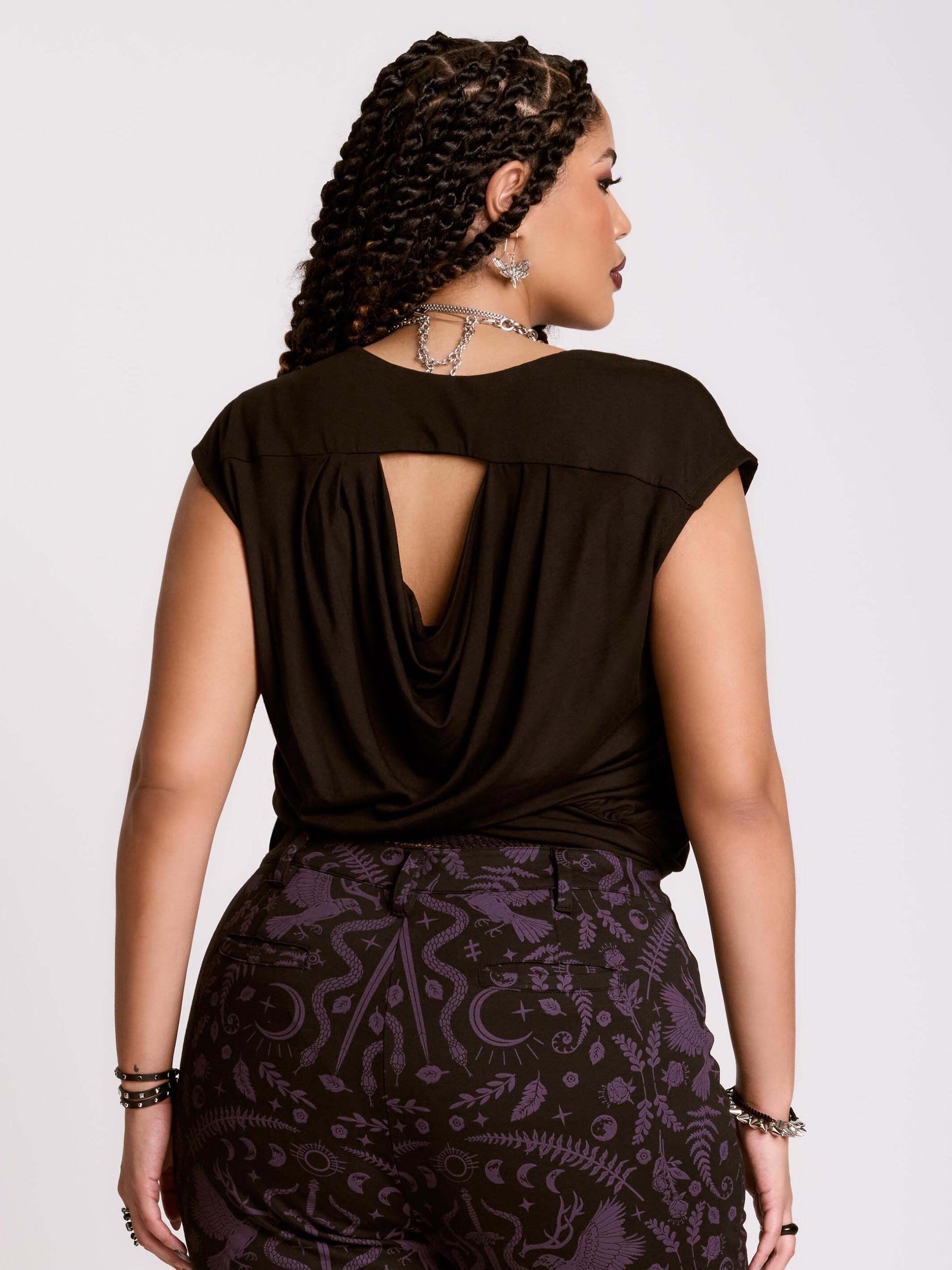 Grecian Drape Blouse, Black main image 0