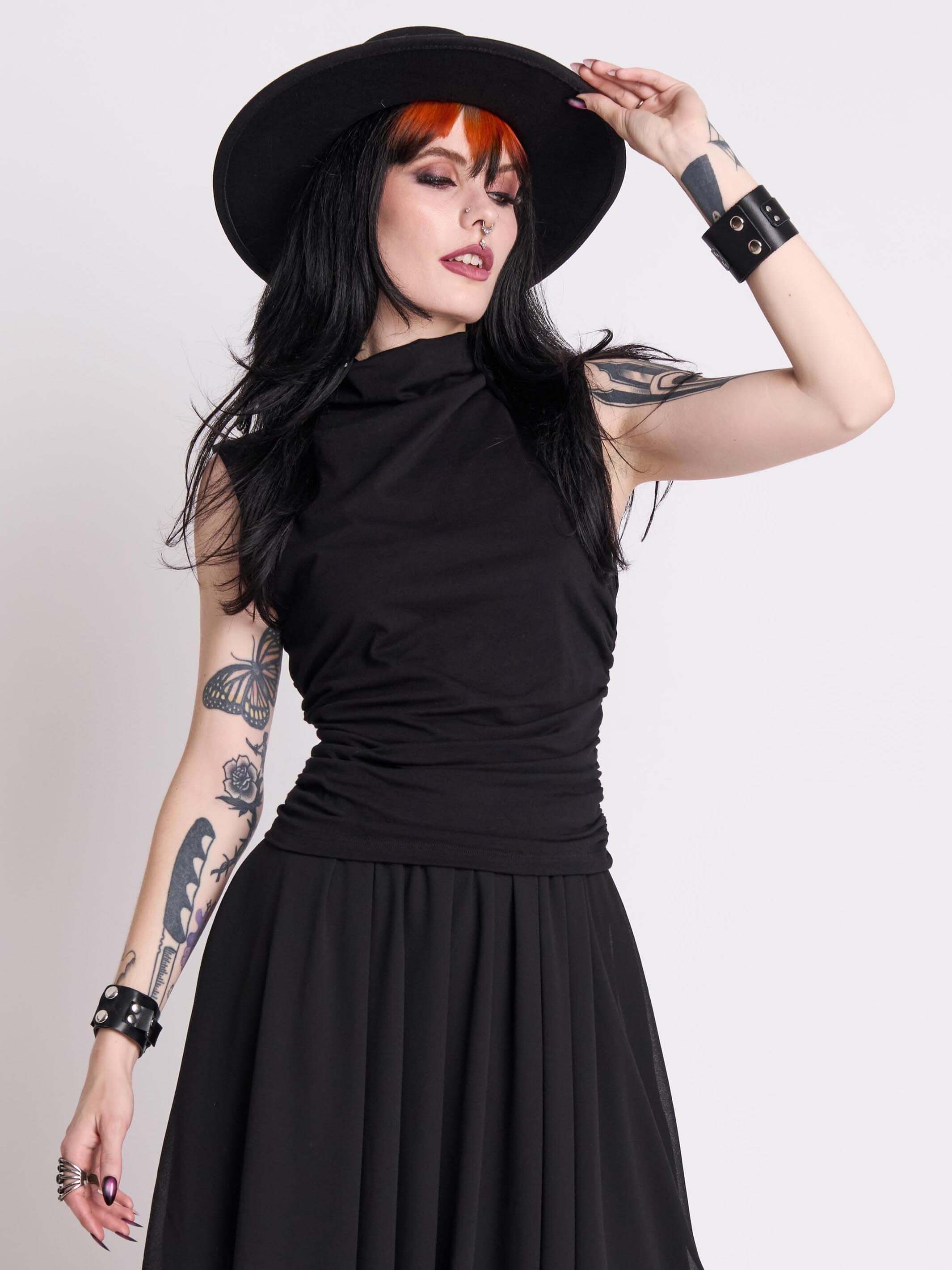 Sleeveless Shirred Top – Midnight Hour