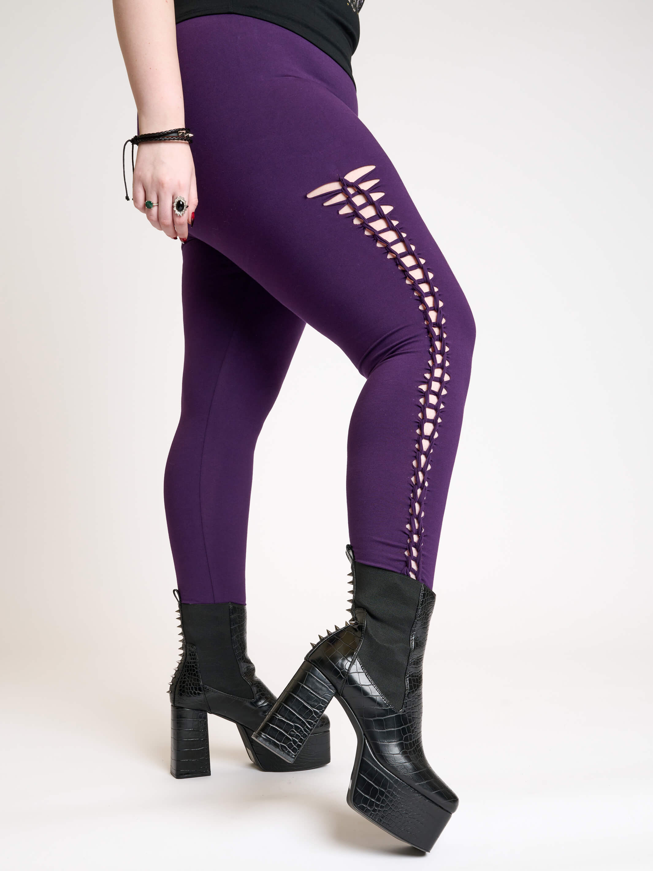 purple lattice legging plus