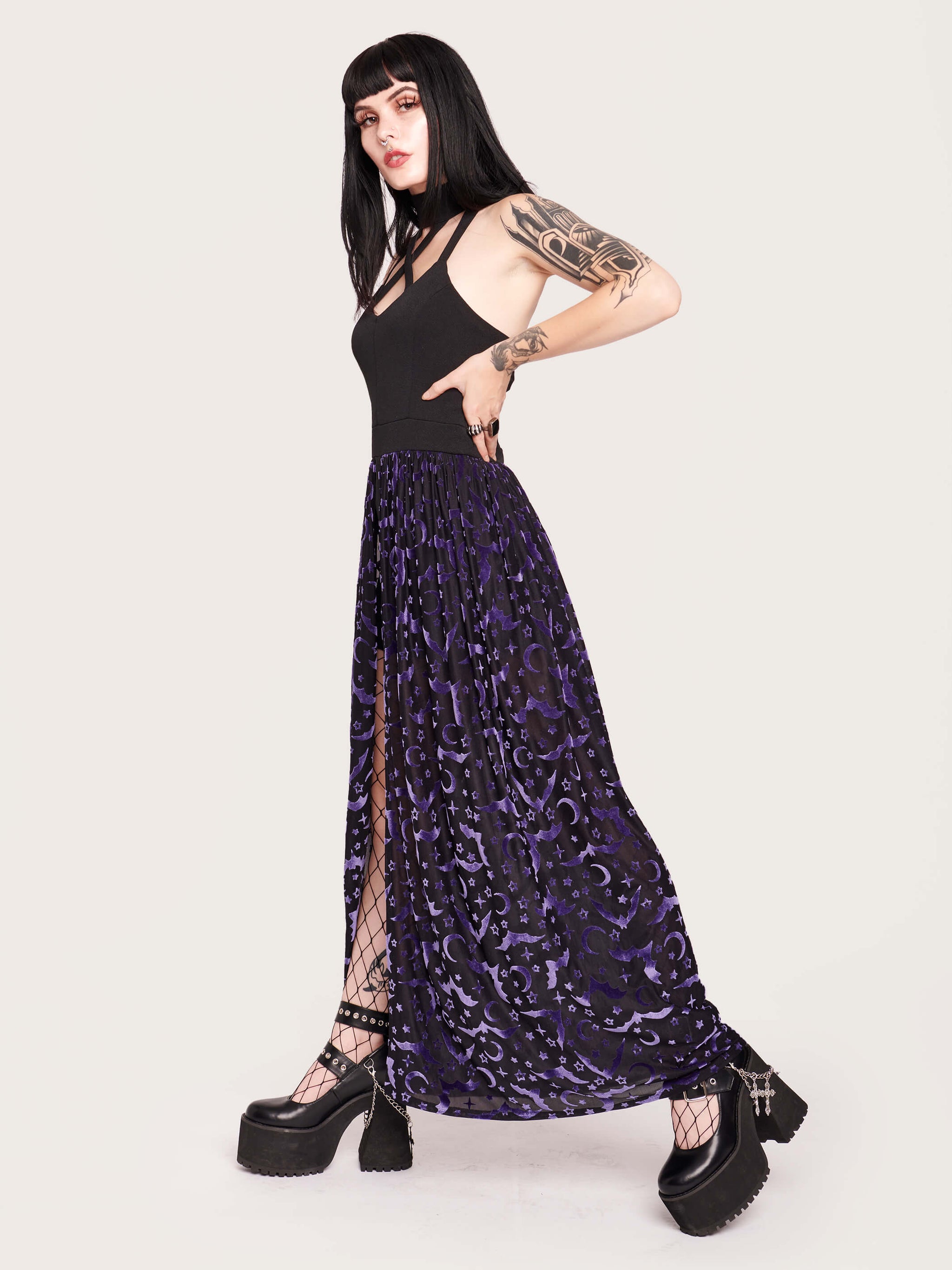 Enchant My Love Dark Purple V-Neck Long Sleeve Maxi Dress