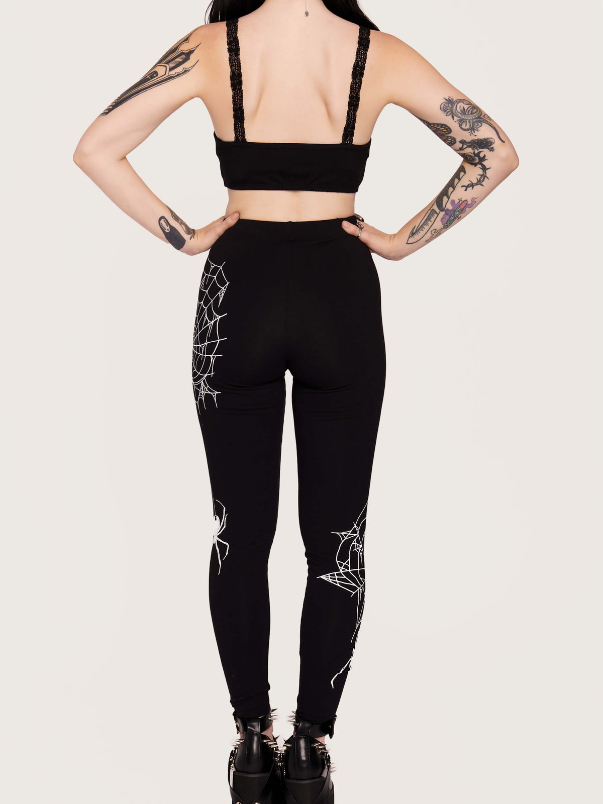 Spiderweb leggings. super soft and stretchy with elastic pull on waistband. Moon phases, witch symbols, constellations. nu goth fashion, goth legging, goth grunge fashion, dark aesthetic clothing. Goth fashion, alt girl fashion, goth clothing, witchy clothing, egirl fashion, dark aesthetic.