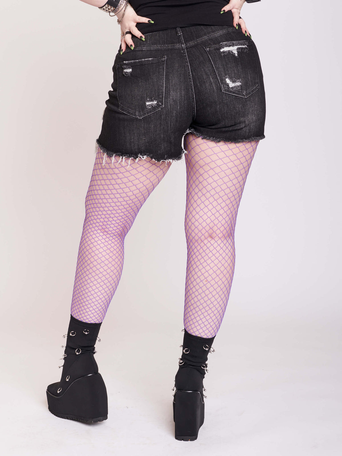 Shredded Denim Black distressed shorts 