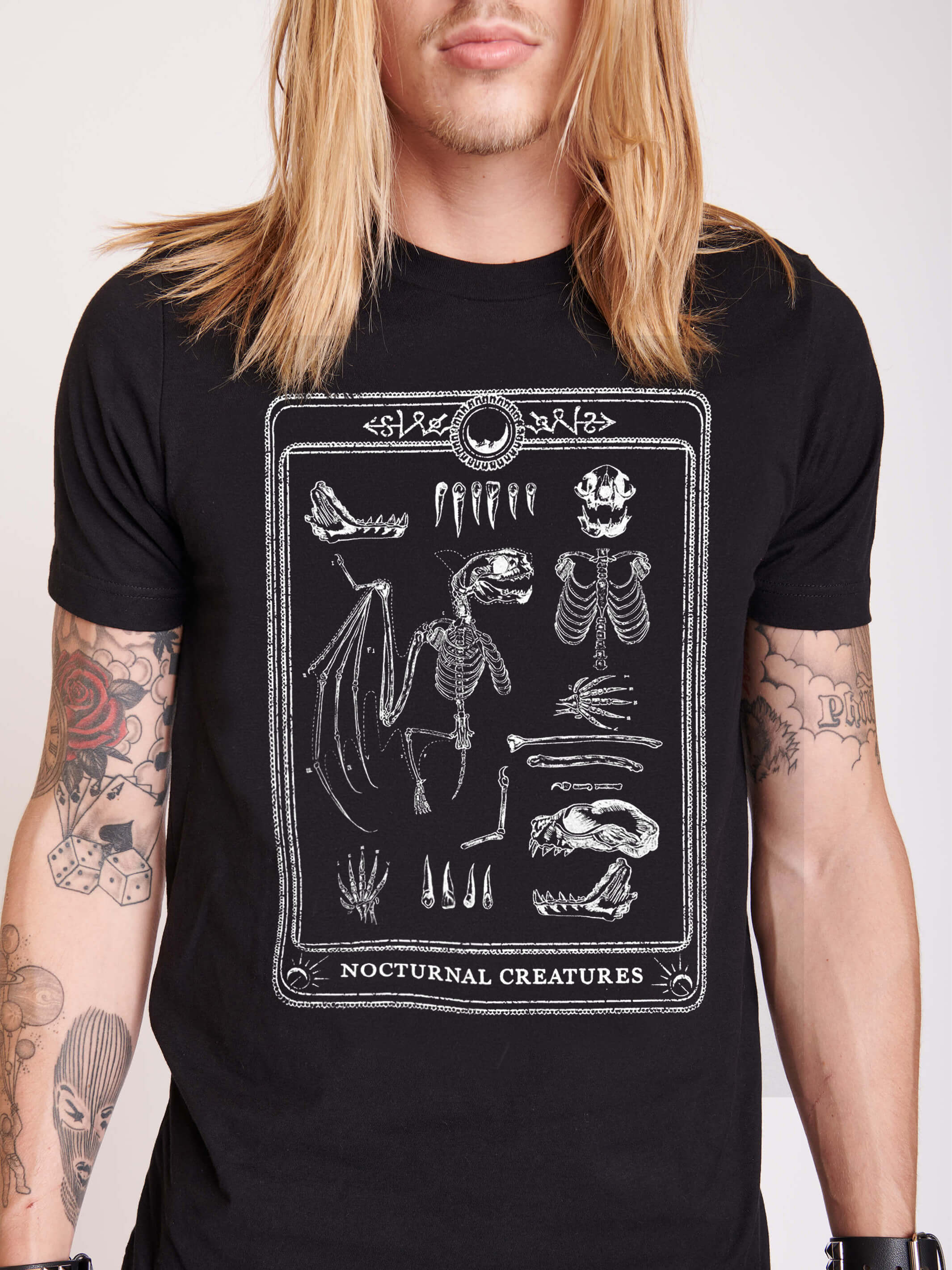 100% cotton unisex fit t-shirt featuring our custom noctural creatures artwork.