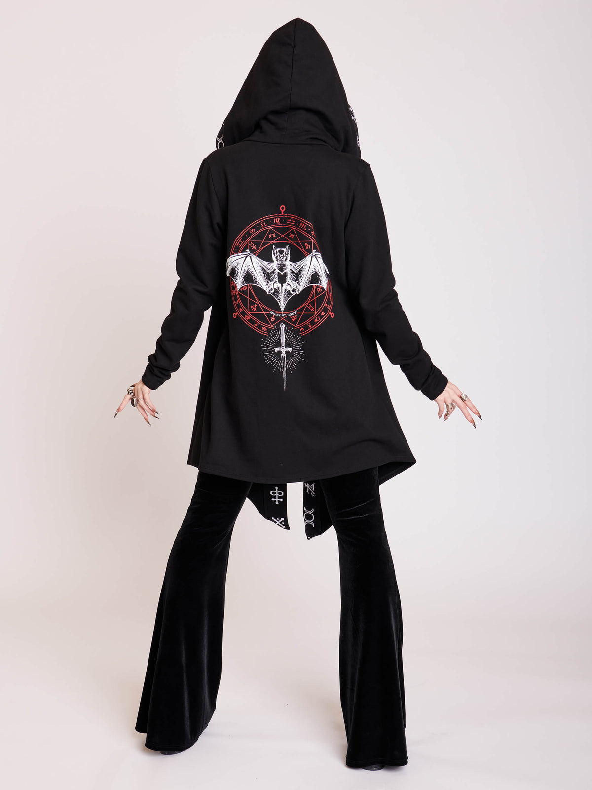 Bat symbols black hooded cloak