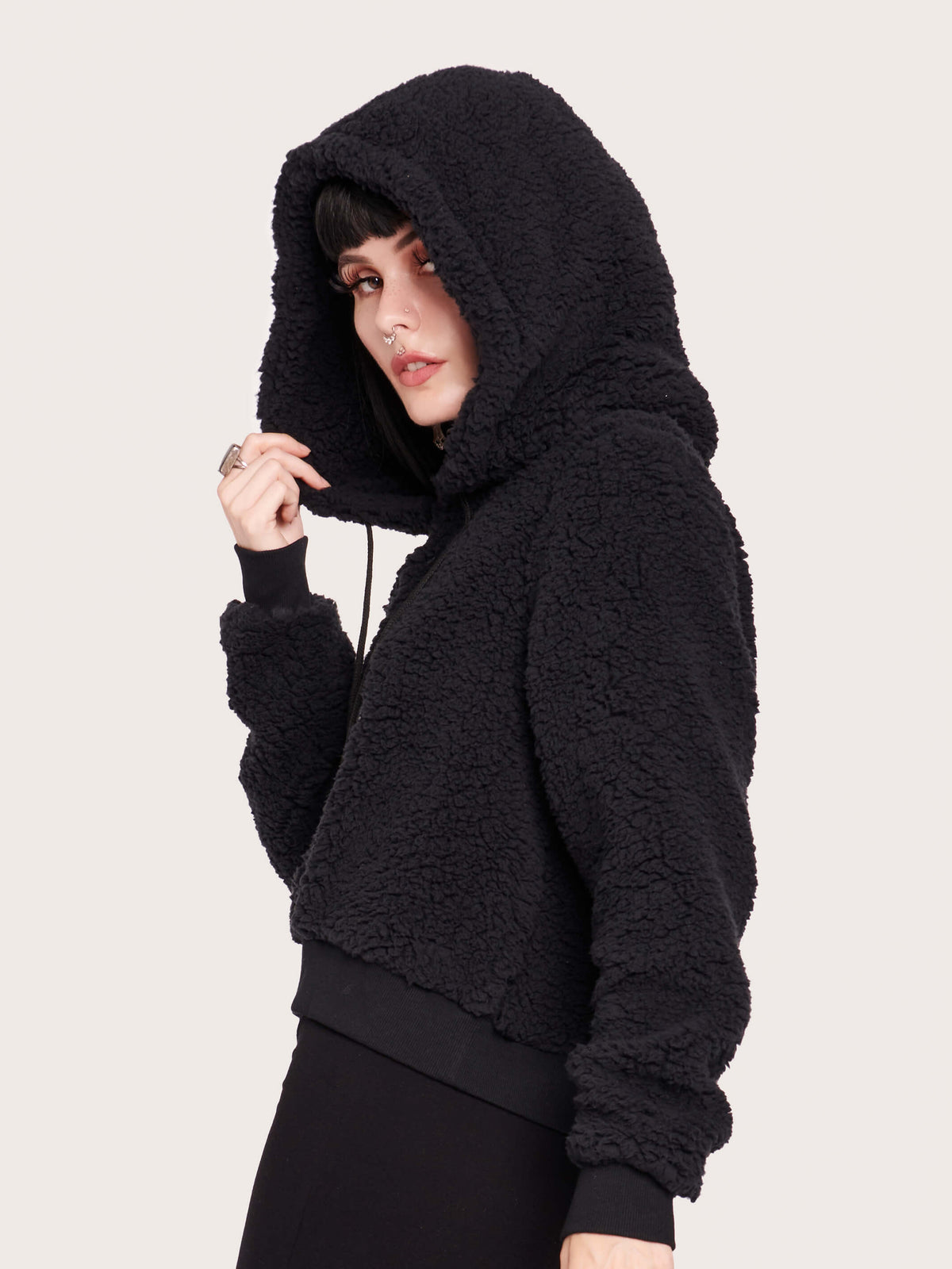 Planchette cropped sherpa hoodie. voodoo, goth girl, nu goth, gothic outfits, dark aesthetic, alt fashion, dark fashion