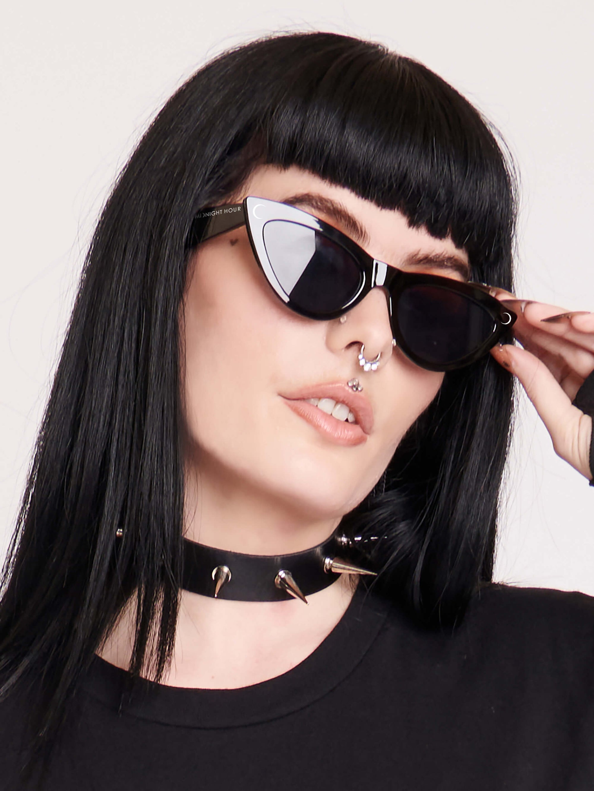 Perfectly sized cat-eye black frames with our signature Crescent Moon on the front right corner and Midnight Hour logo