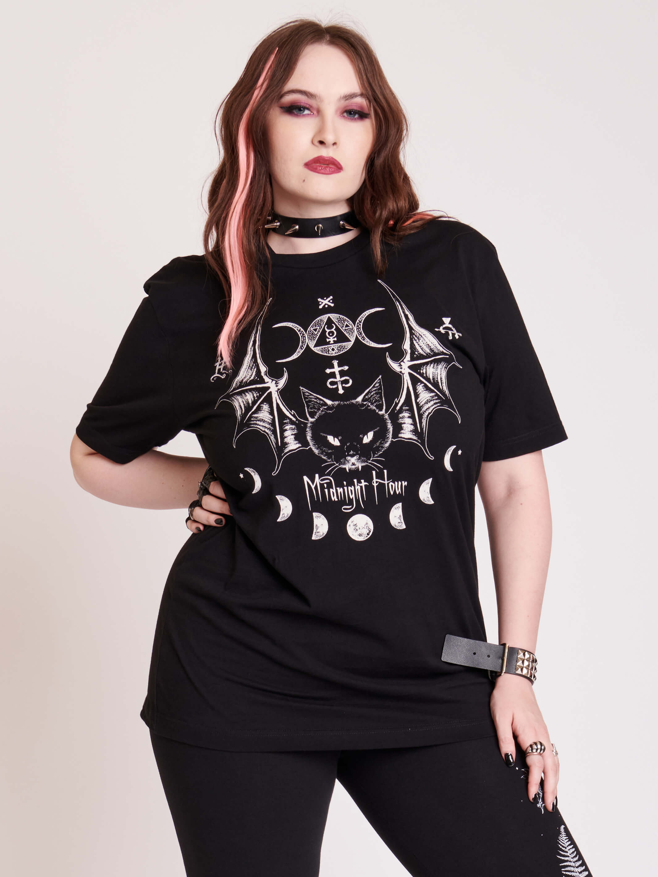Bat Cat T-shirt – Gothic Cat & Bat Wing Graphic Tee by Midnight
