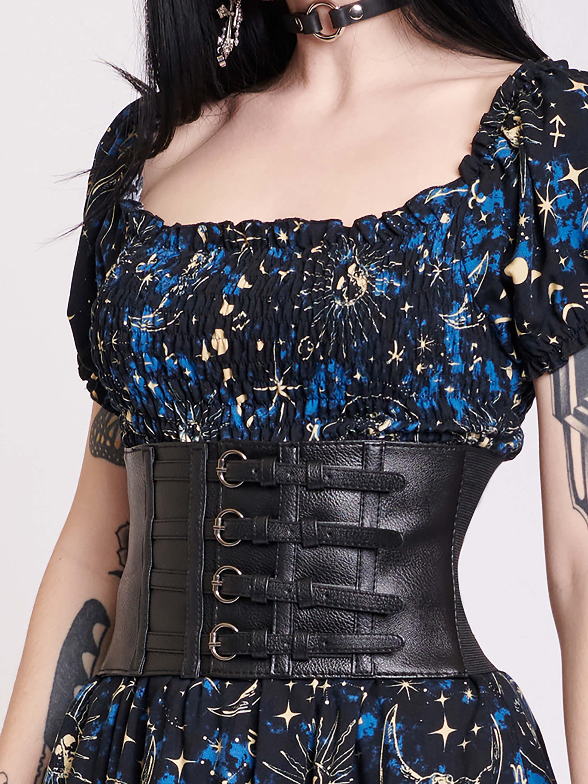 Black vegan leather adjustable corset belt