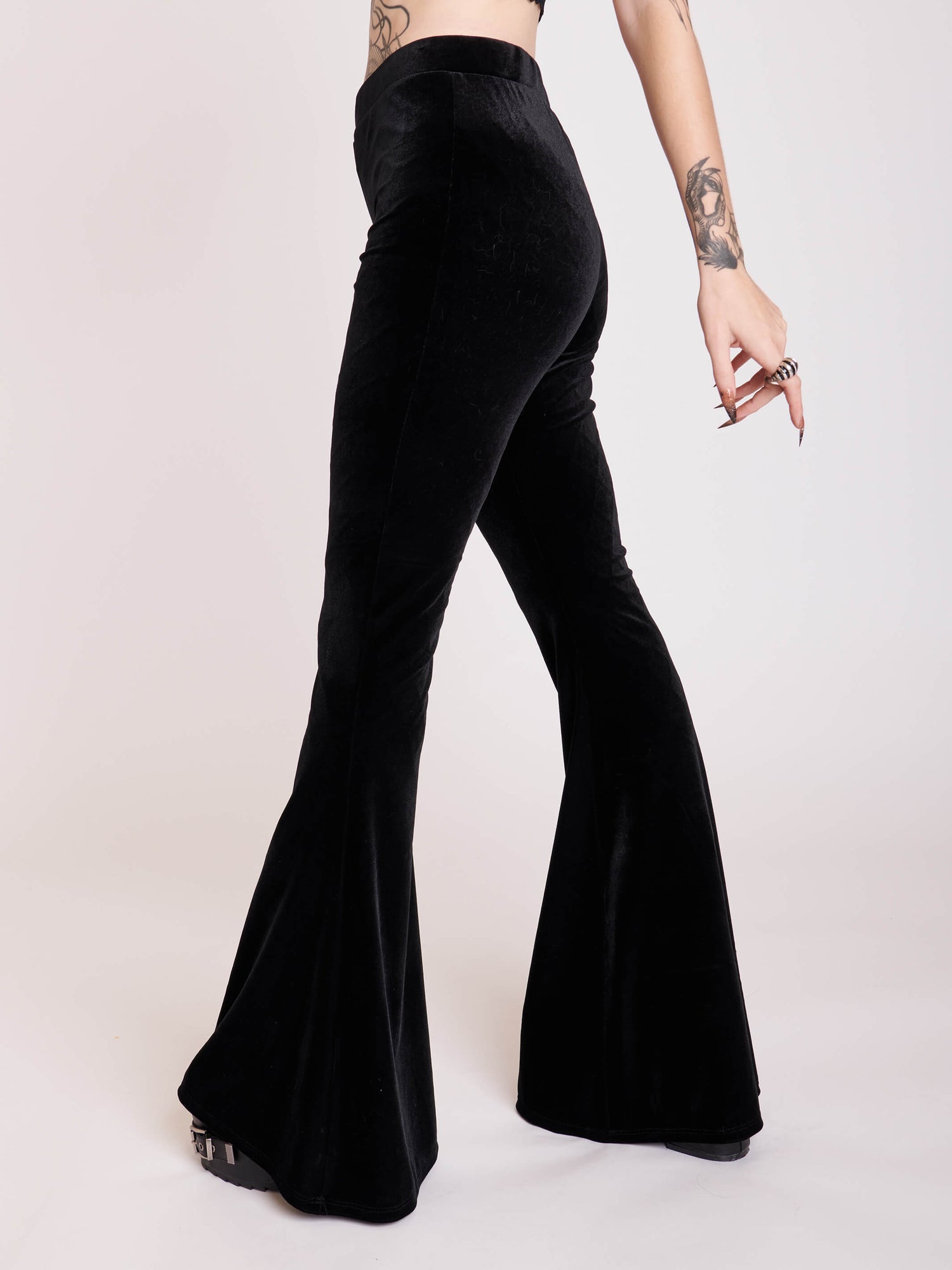 Velvet Flared Leggings – Midnight Hour - Main Image